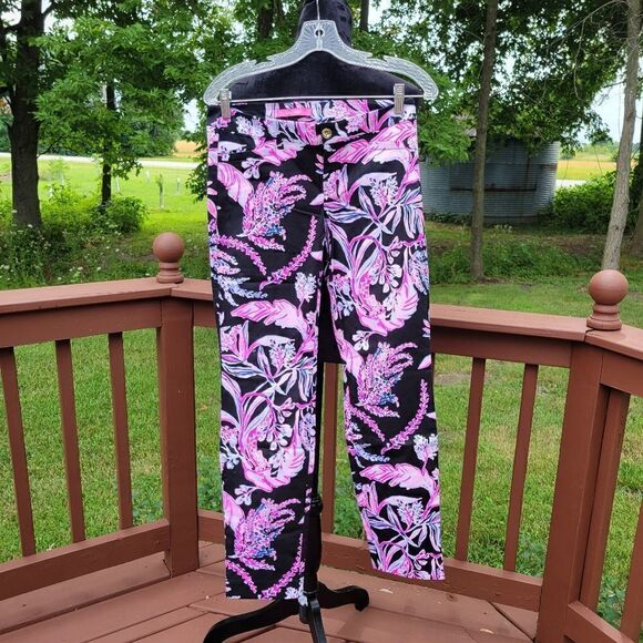Lily Pulitzer Kelly Skinny Ankle Pants Onyx wild Within, sz 4 - Picture 2 of 15